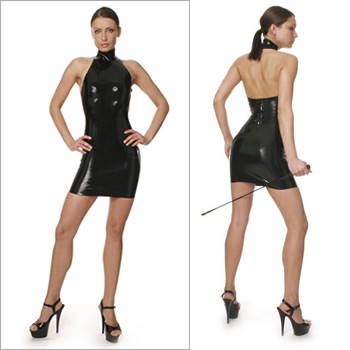 Latex dress - short with stand-up collar