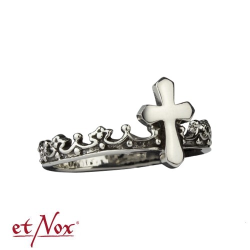 Silver ring Cross and Crown