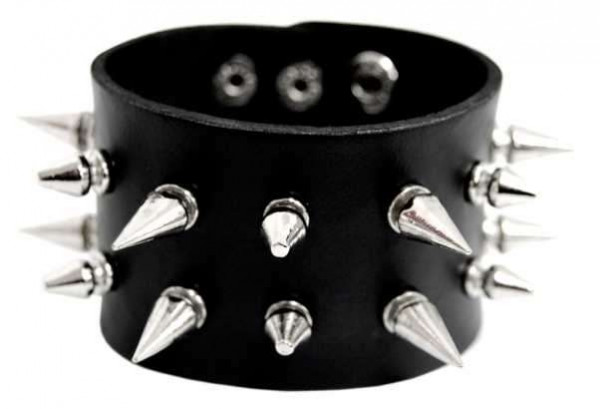 Faux leather bracelet with two rows of killer studs