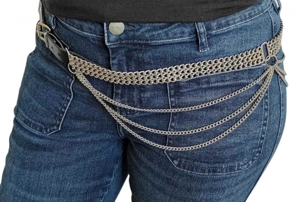 Chains Leather Belt Triple Row