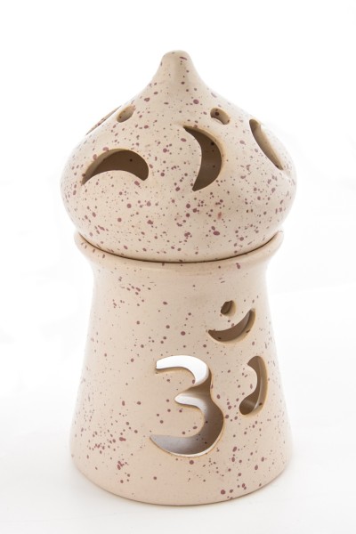 Om Incense Burner made of Clay with Bowl and Sieve