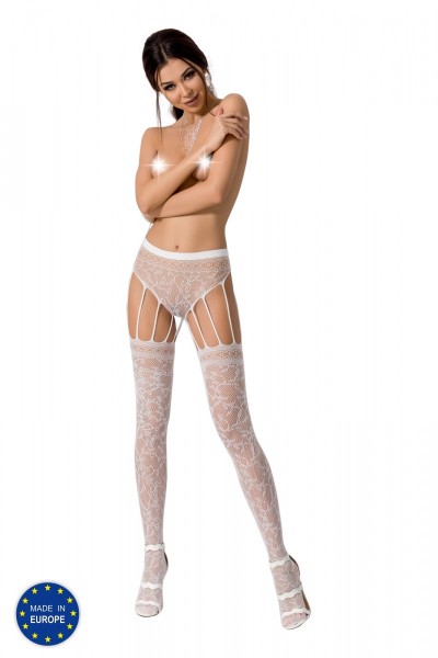 Tights white in suspender look