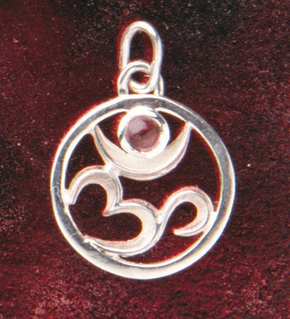 Om pendant with garnet
