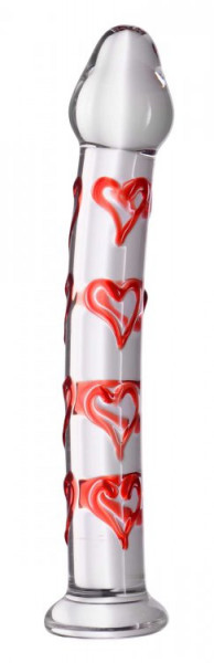 Glass dildo with heart structure