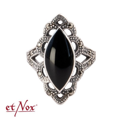 Silver ring 'Black Marcasite' with Onyx