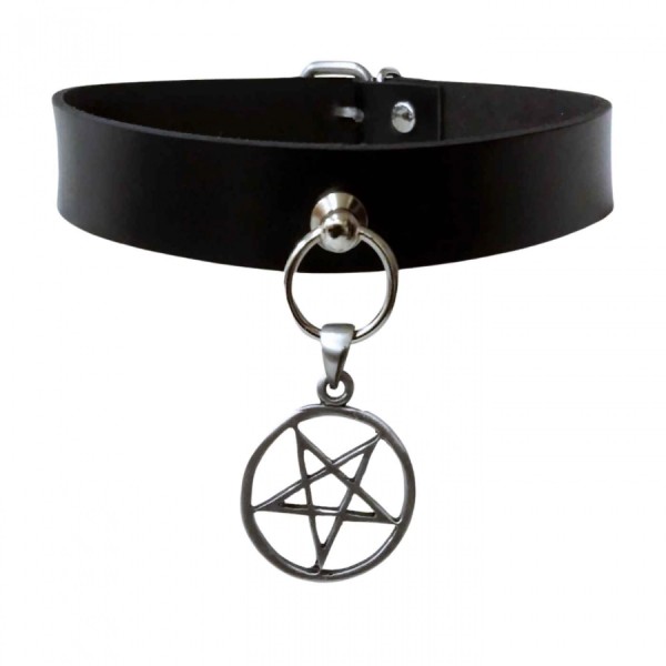 Choker necklace with inverted pentagram