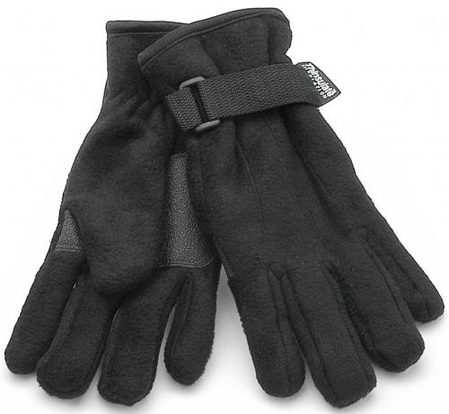 Fleece Handschuhe mit Kunststoffbesetzung schwarz
