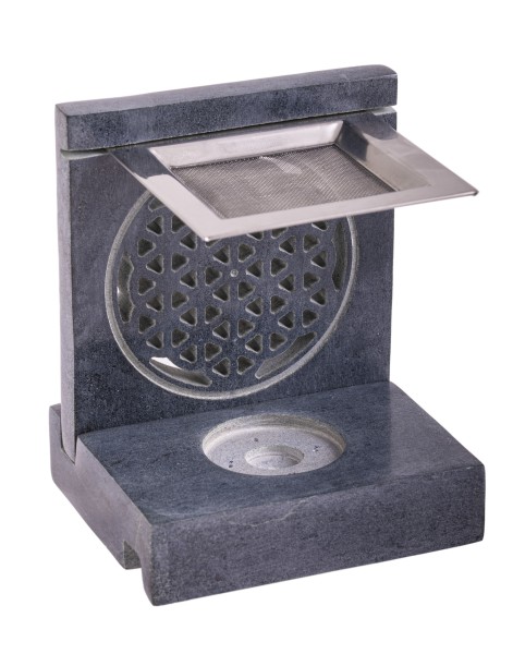 Sieve vessel Flower of Life square made of soapstone