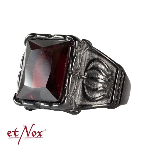Ring "Black Royal Beauty" Edelstahl mit rotem Stein