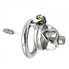 Chastity cage stainless steel with urethral plug