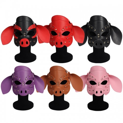 Schweine Maske (Farbe: 184_ rot / schwarz)