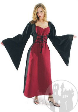 Klassisches mittelalterliches Kleid mit weiten Trompeten