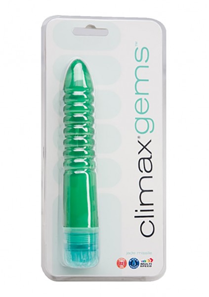 Vibrator with grooves jade green