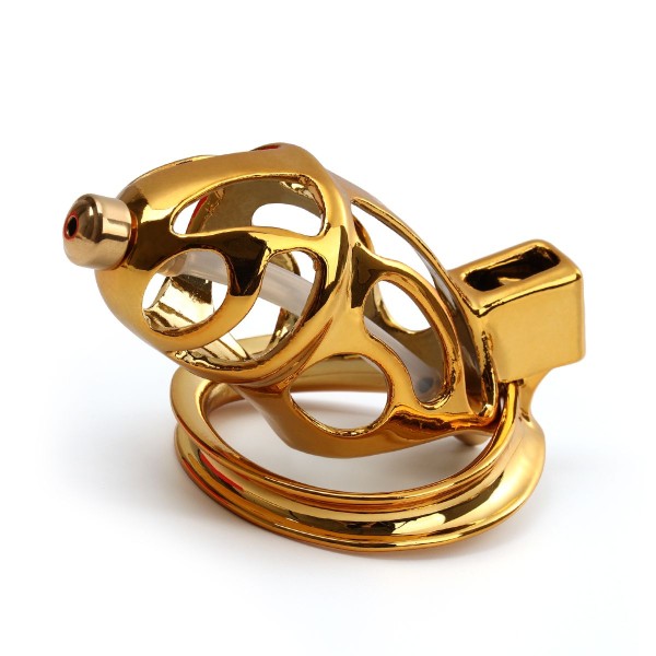 Gold Urethral Chastity Cage