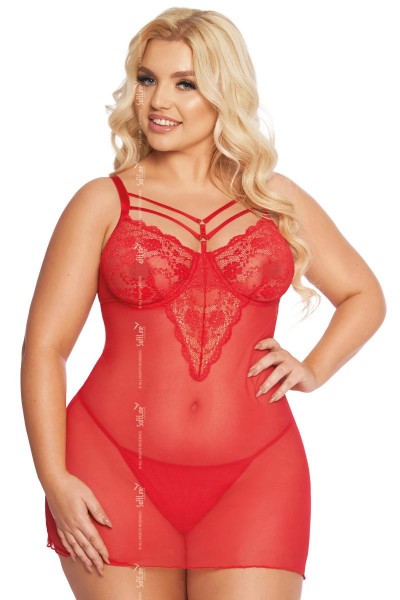 rotes Chemise - Queensize