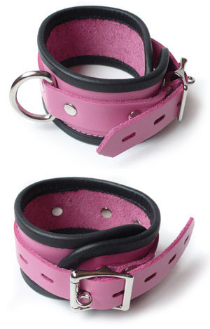 Abschließbare Fußfesseln pink/schwarz