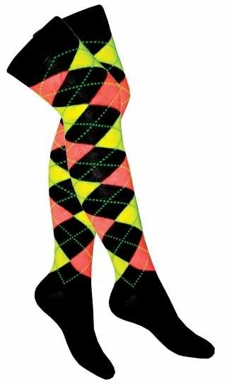 Overknee socks with colorful harlequin pattern