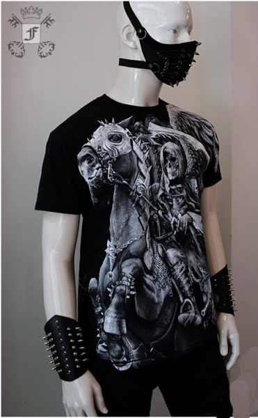 T-Shirt mit Pferd- und Skelett-Print