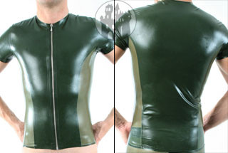 Latex T-Shirt - Duo Zipper - kurze Ärmel, zweifarbig, teilbarer RV