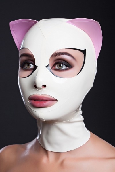 Latex Katzen-Maske Wimpern vorne