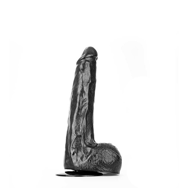 Dildo mit Textur, Venen und Hoden 33,5 cm schwarzDildo mit Textur, Venen und Hoden 33,5 cm schwarz