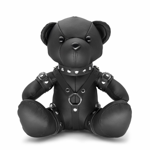 BDSM Teddy mit Geschirr - schwarz