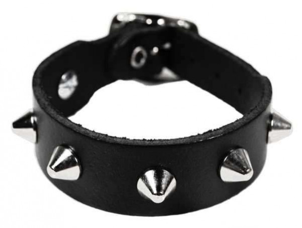 Leather bracelet with spike studs