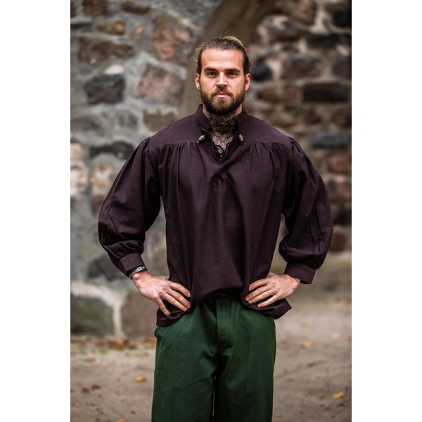 Medieval Stand-up Collar Lace-up Shirt