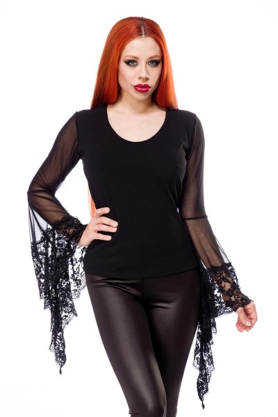 Gothic top with lace trumpet sleeves