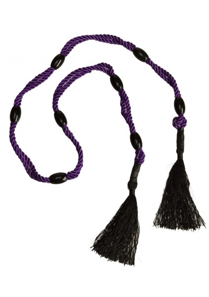 Seil mit schwarzen Perlen - Lila