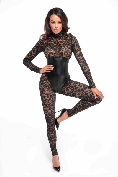 Lace Catsuit with Underbust Corset