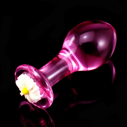 Pinker Glasplug 'Blume'
