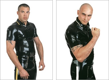 Latex polo shirt with snap buttons
