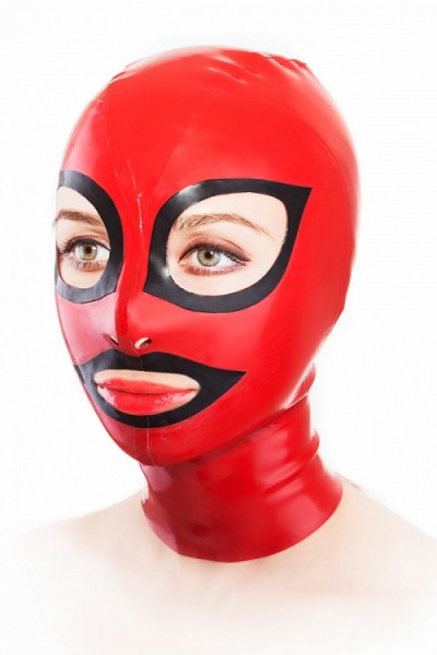 Latex-Maske mit Kontrasträndern vorne
