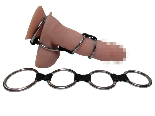 Penis testicle rings with leather connection