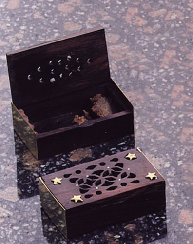 Wooden box with amber