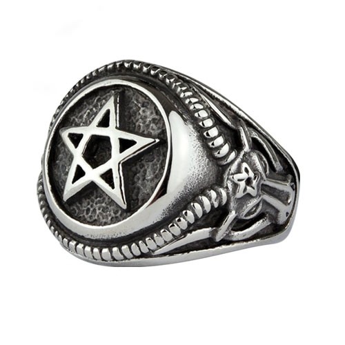 Ring 'Big Pentagram' Edelstahl