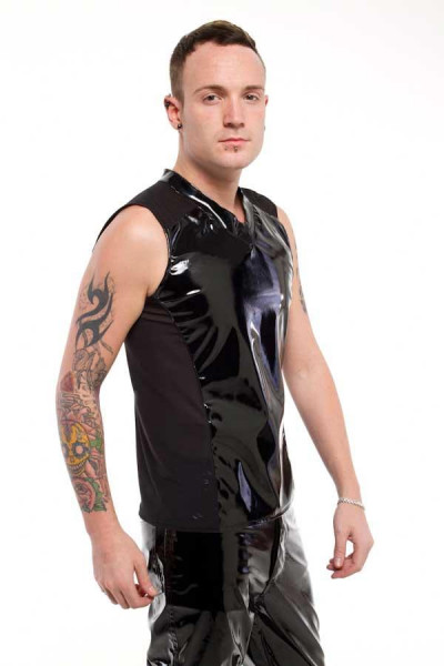 Men's lacquer muscle shirt with mesh applications