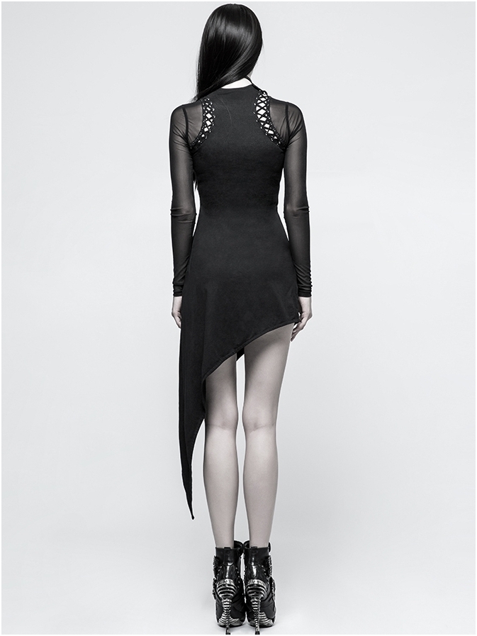 Asymmetrisches Kleid mit transparenten Ärmeln | Kleider ...