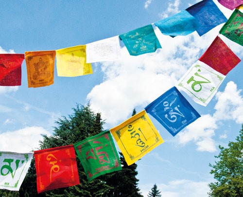 Tibetan prayer flags Om Mani Padme Hum