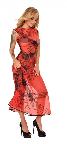 Printed Datex Kleid mit Löchern am Rücken