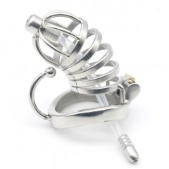 Chastity cage with urethral plug