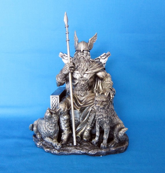 Odin Wotan Figur aus Polyresin bronziert