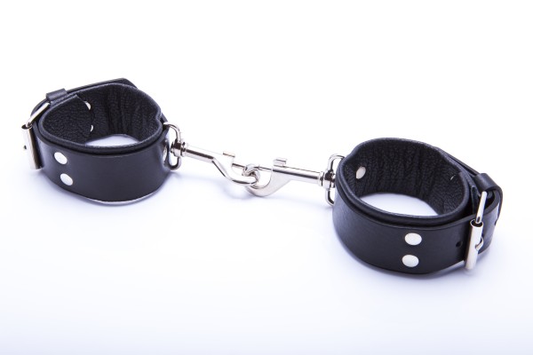 Black handcuffs with carabiner hooks