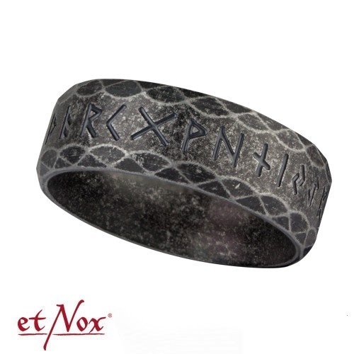 Stainless steel ring "Runes" in antique look