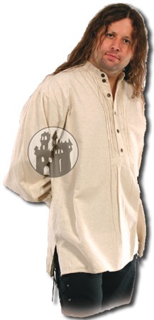 Shirt in linen look made of cotton with pleats