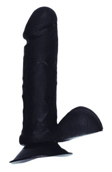 Dildo mit Hoden 20 cm - schwarz