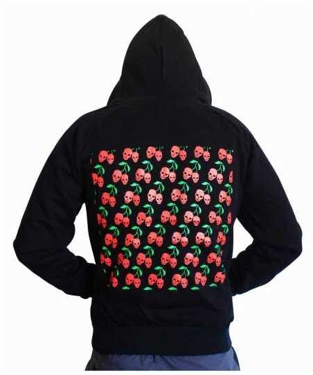 Gothic Kapuzensweatshirt - Cherry Skulls hinten