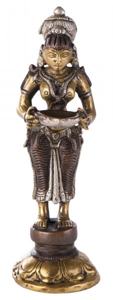 Lakshmi, stehend, ca. 14 cm hoch aus Messing