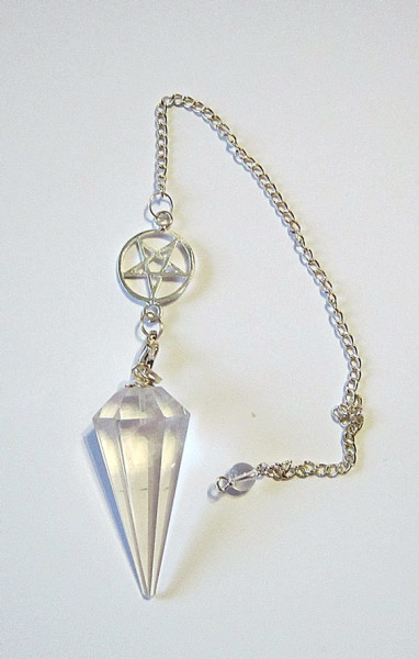 Bergkristall-Pendel mit Pentagramm-Kette